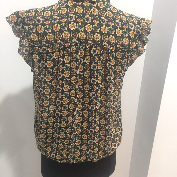 F21, Floral Necktie Ruffled Sleeves Small - Picture 7 of 10